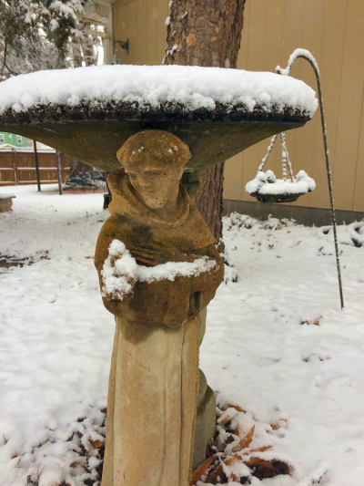 snow on a stature