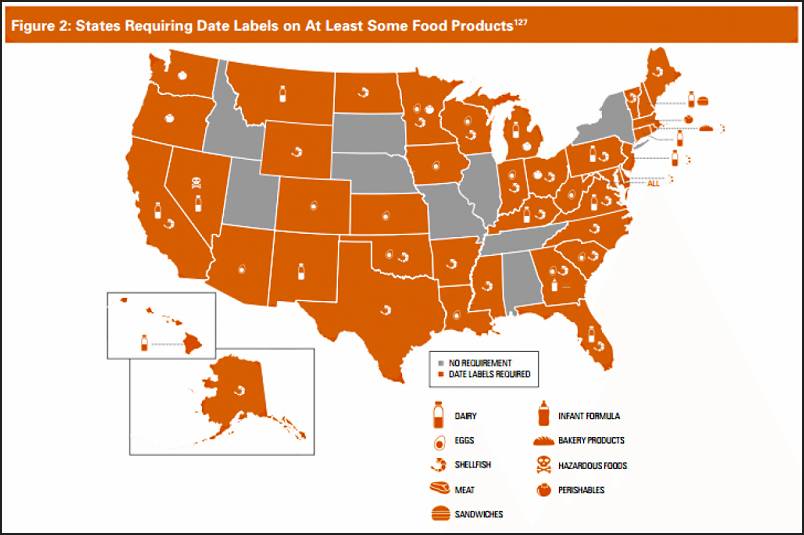 Map of States That Require Date Labels