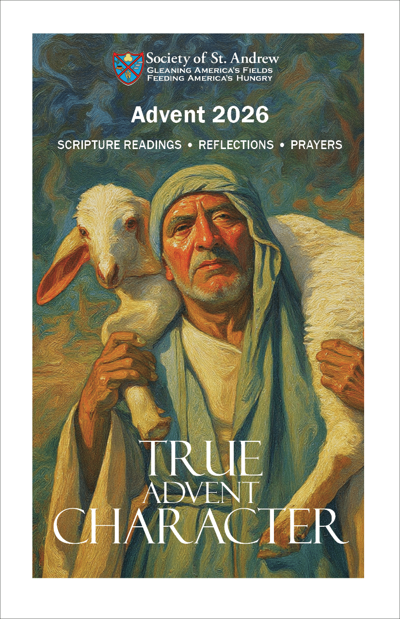 Advent 2026 cover of a shepherd holding a lamb on his back